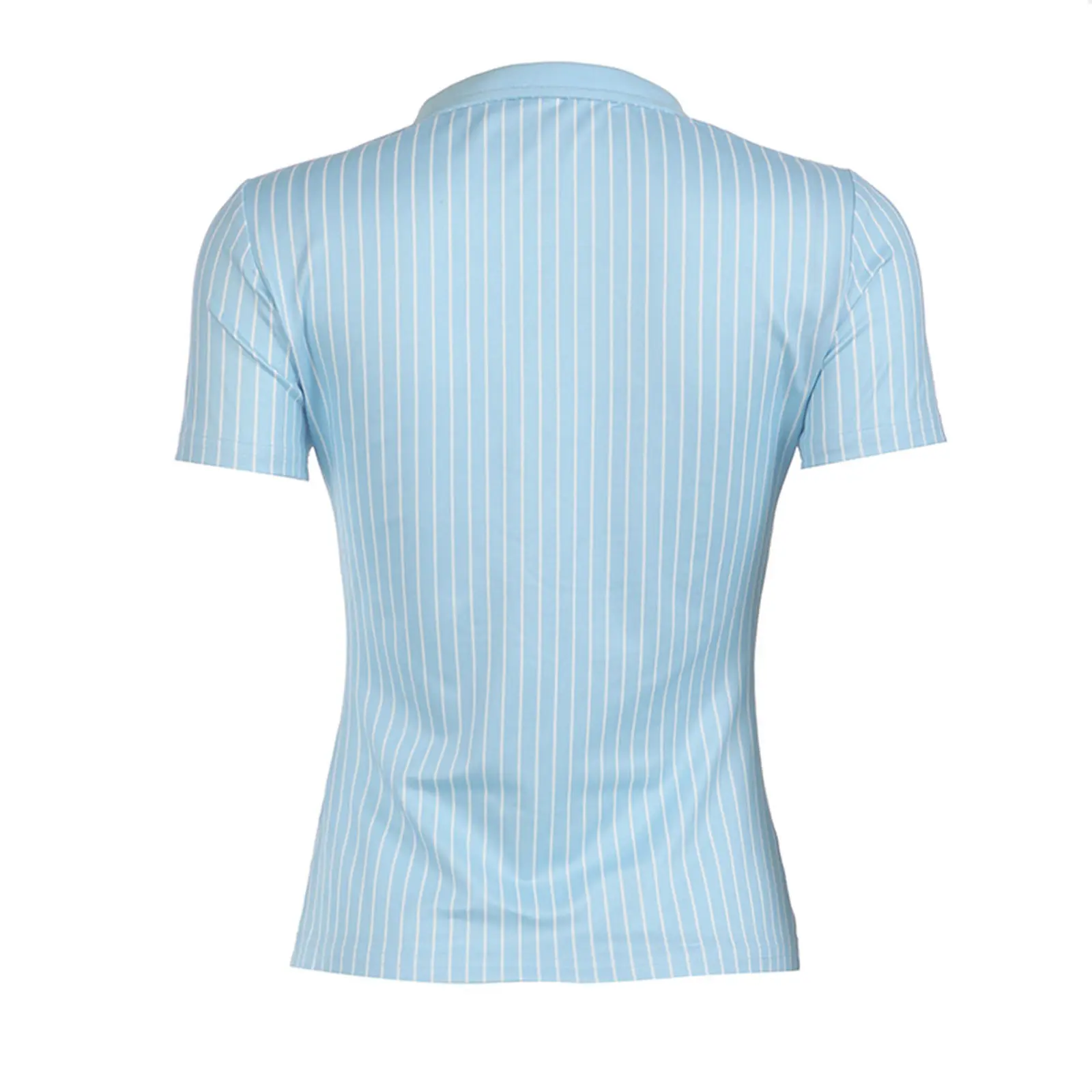 Femmes mode petit revers manches courtes rayure bouton fermeture hauts chemisier chemises tenue d'été pour le travail trajet réunion fête
