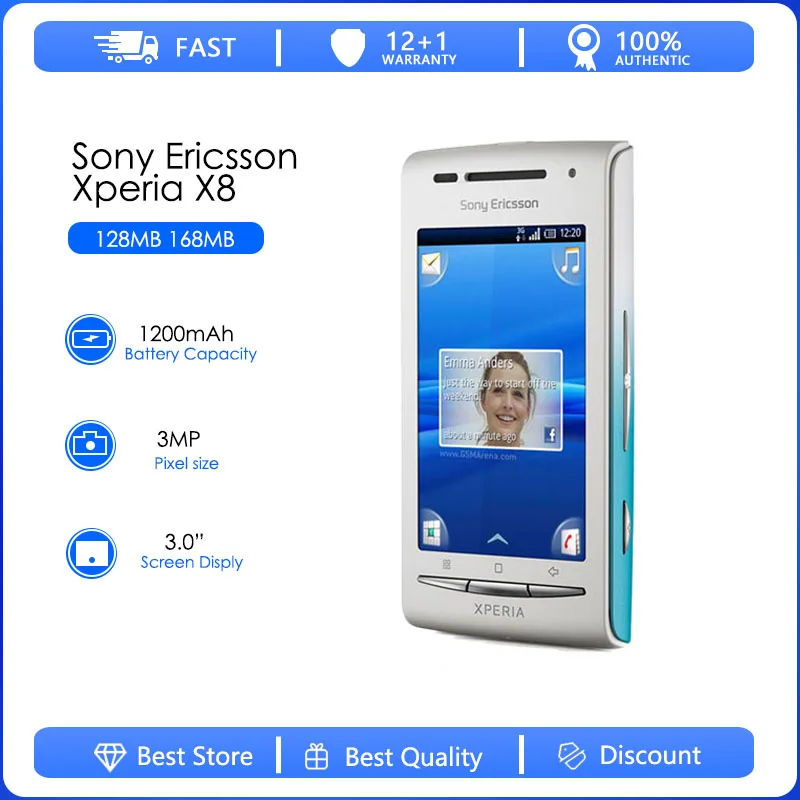 Sony Ericsson X8 odnowiony-oryginalny telefon Sony Ericsson Xperia X8 E15i odblokowany smartfon Android GPS Wi-Fi 3.0 calowy telefon