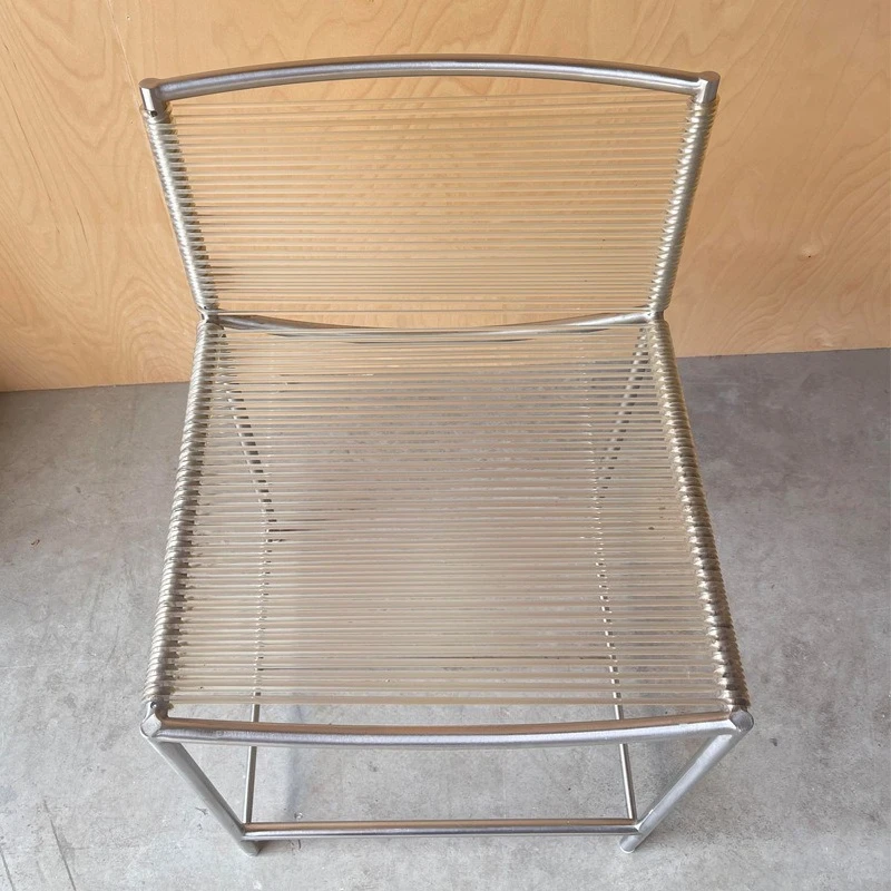 Cadeira de vime transparente de aço inoxidável, encosto de designer, lazer, adereços de tiro, cadeira criativa