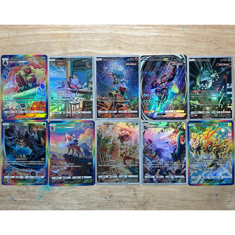 Carte de Collection série poche 10 pièces/ensemble, nouveau PTCG anglais Mewoth Eevee ronflex Sylveon, Texture de couleur en relief, carte Flash, cadeau pour enfant