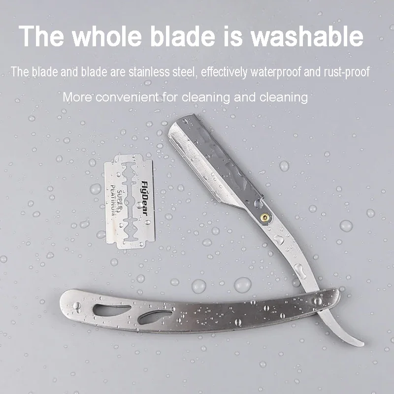 Men Foldable Stainless Steel Blades Manual Shaving Face Scraper Barber Razor Old-fashioned Razor Body Face Hair Removal Knife