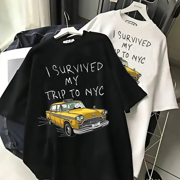 Tom Holland Same Style T-shirts Men I Survived My Trip To NYC T Shirt Cartoon Tops Casual Streetwear Unisex Fashion TShirt Male