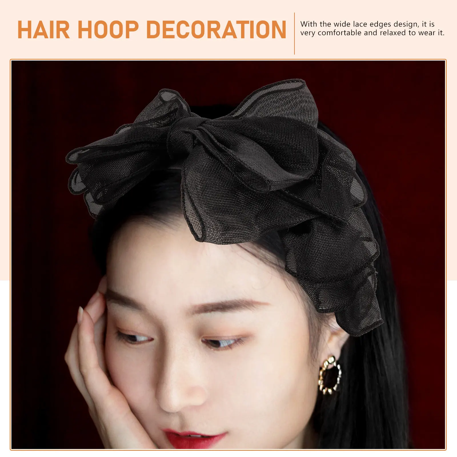 

Retro Lace Headband Bow-Knot Hair Ornament Elegant Women Hairpiece for Celebration Wedding Cosplay Photo Session Stage Decor