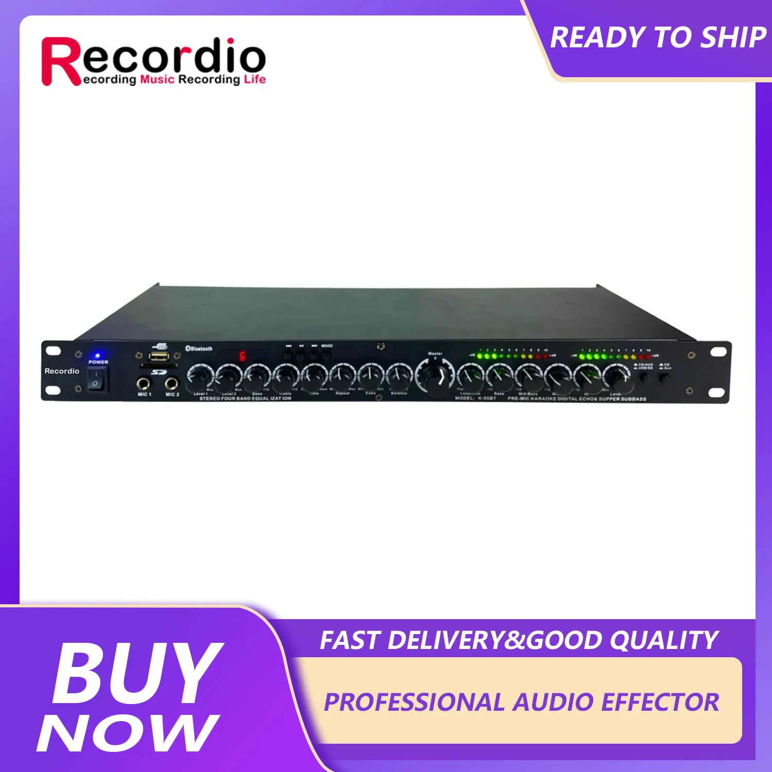 GAX-95BT Professional Kraoke معالج الصوت الرقمي KTV ذو التأثيرات المسبقة معالج الصوت