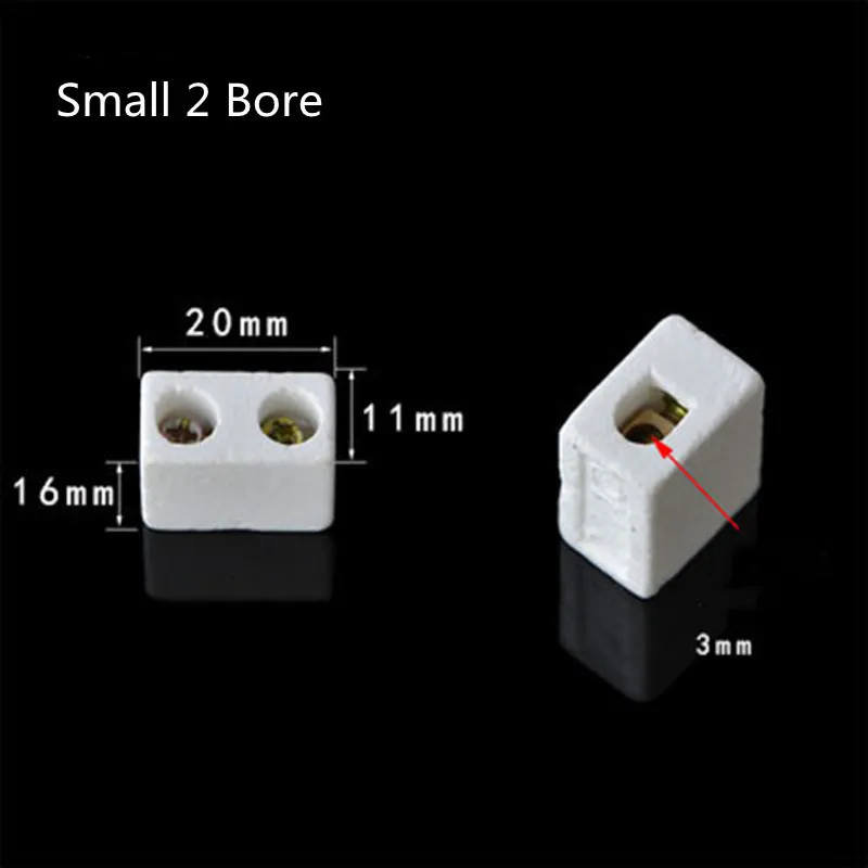 5Pcs 1W2H 2W5H Porcelain Ceramic Terminal Block Insulation Connector 2/5/8 Bore Wire Connector High Temperature Resistant