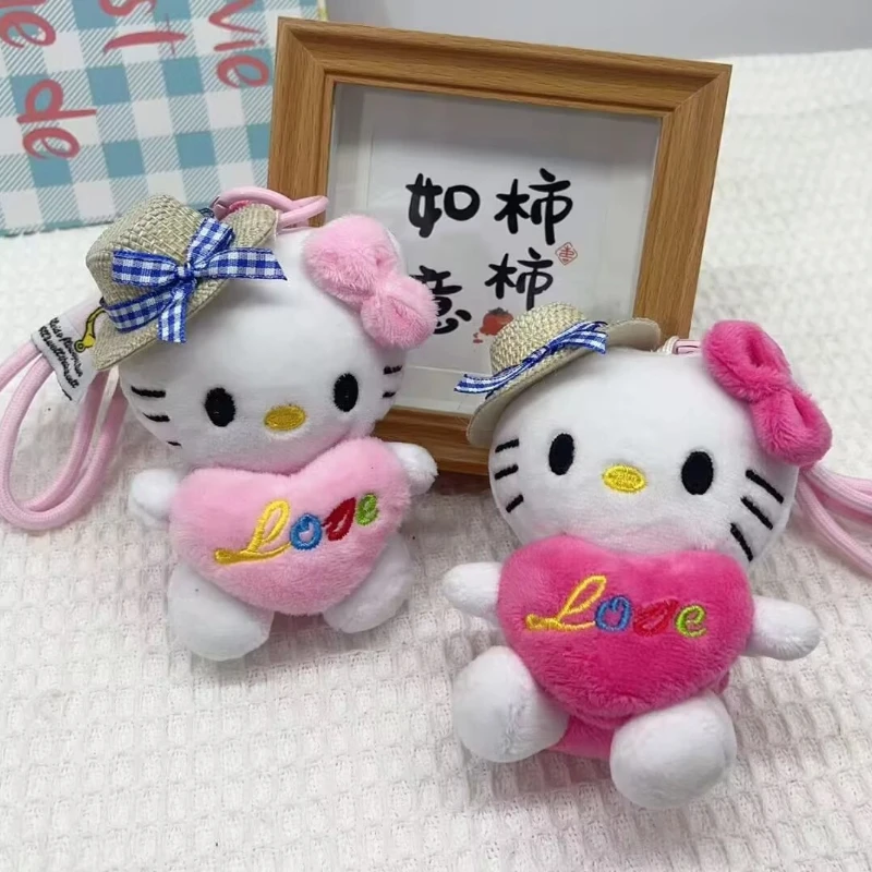 Schattig katje pluche sleutelhanger meisje rugzak hanger cartoon dier cross dressing pluche pop hoge kwaliteit auto hanger kerstcadeau