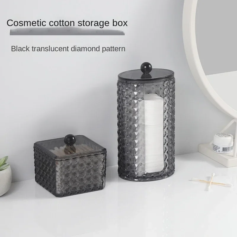 

Transparent Cosmetic Storage Box Desktop Lipstick Eye Shadow Cotton Swab Box Black Dustproof Jewelry Container Organizer