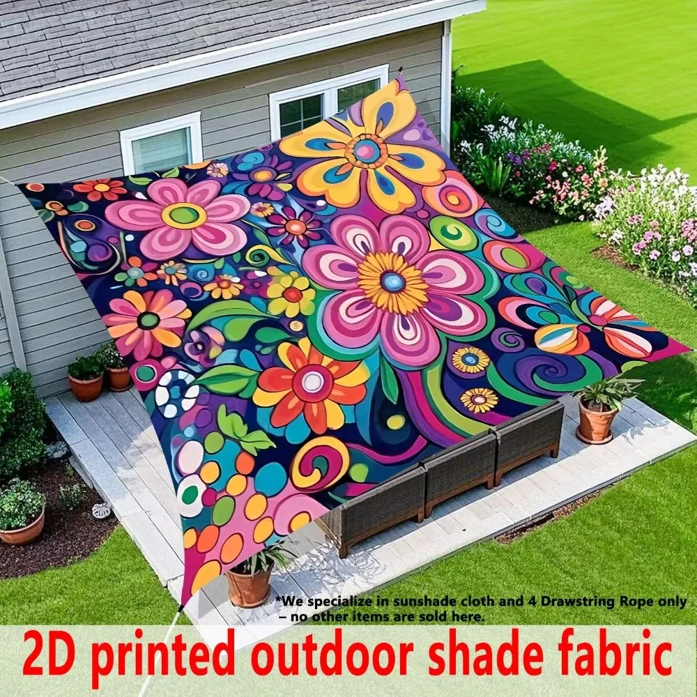 Durable Floral Printed Canopy Cloth Cover Dacron Bohemian Style Sunshade Ceiling Cover UV Resistant Outdoor Canopy Cover Patio