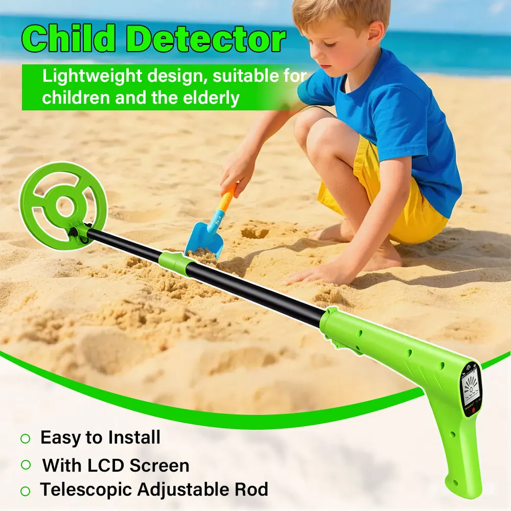 

Усовершенствованный детский металлоискатель с регулируемой длиной 27,5-37,8 дюймов, интуитивно понятным ЖК-дисплеем и легкой поисковой катушкой 6,5 дюйма