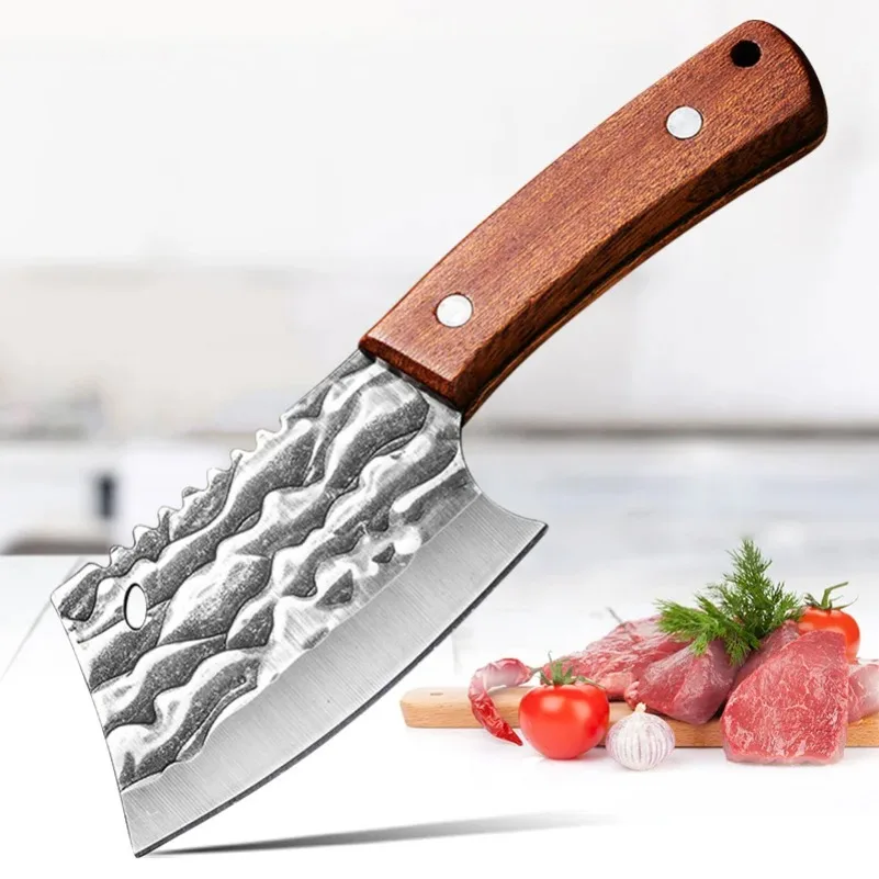 Hackmesser zum Schneiden von Fleisch, Gemüse, Fischmesser, Holzgriff, Ausbeinen, Metzgermesser, Koch, Kochen, Küche, Edelstahl-Halter