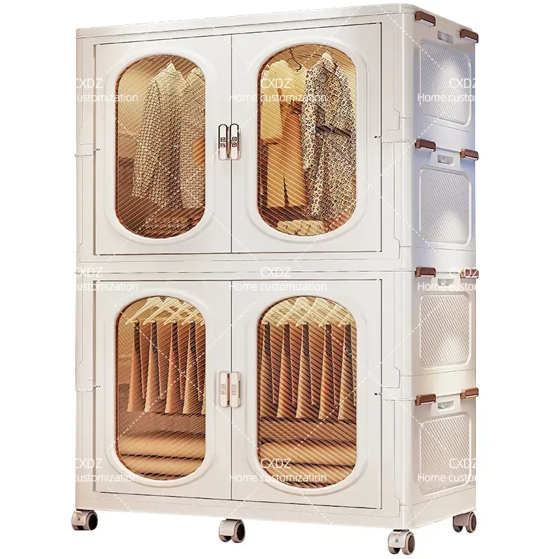 2024 New Simple Folding Wardrobe Easy Assembly Portable Closet for Bedroom Rental Room Baby Clothes Storage Household