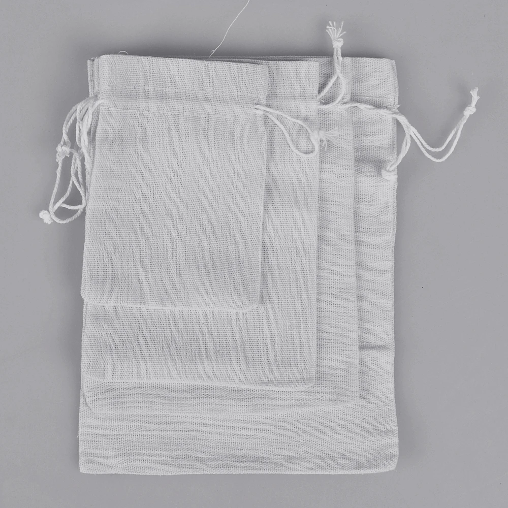 

50 Pcs/Lot Reusable White Drawstring Cotton Bags Multiple Sizes Christmas Gift Wedding Candy Storage Jute Pouch LOGO Custom