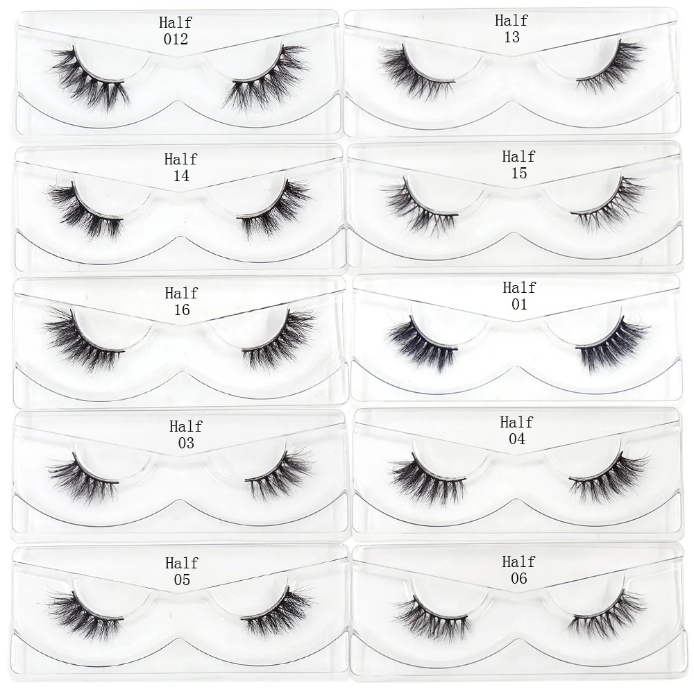 3D Half Lashes Wholesale Natural Half False Eyelashes 3D Mink Lashes Wispy Natural Crisscross Fake Eyelashes Extension Makeup