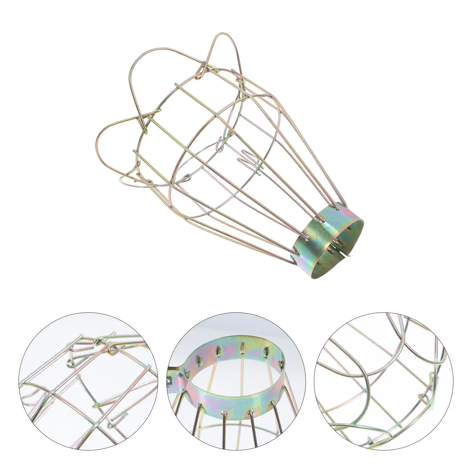 4Pcs Vintage Metal Lamp Shade Bulb Cover Bulb Shape Copper Color Industrial Hanging Light Cage Pendant Decor for Home Bar Cafe