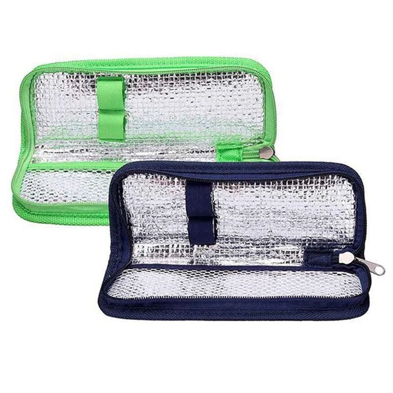 

5X Insulin Cooler Travel Case Diabetic Medication Organizer Cooler Bag Green