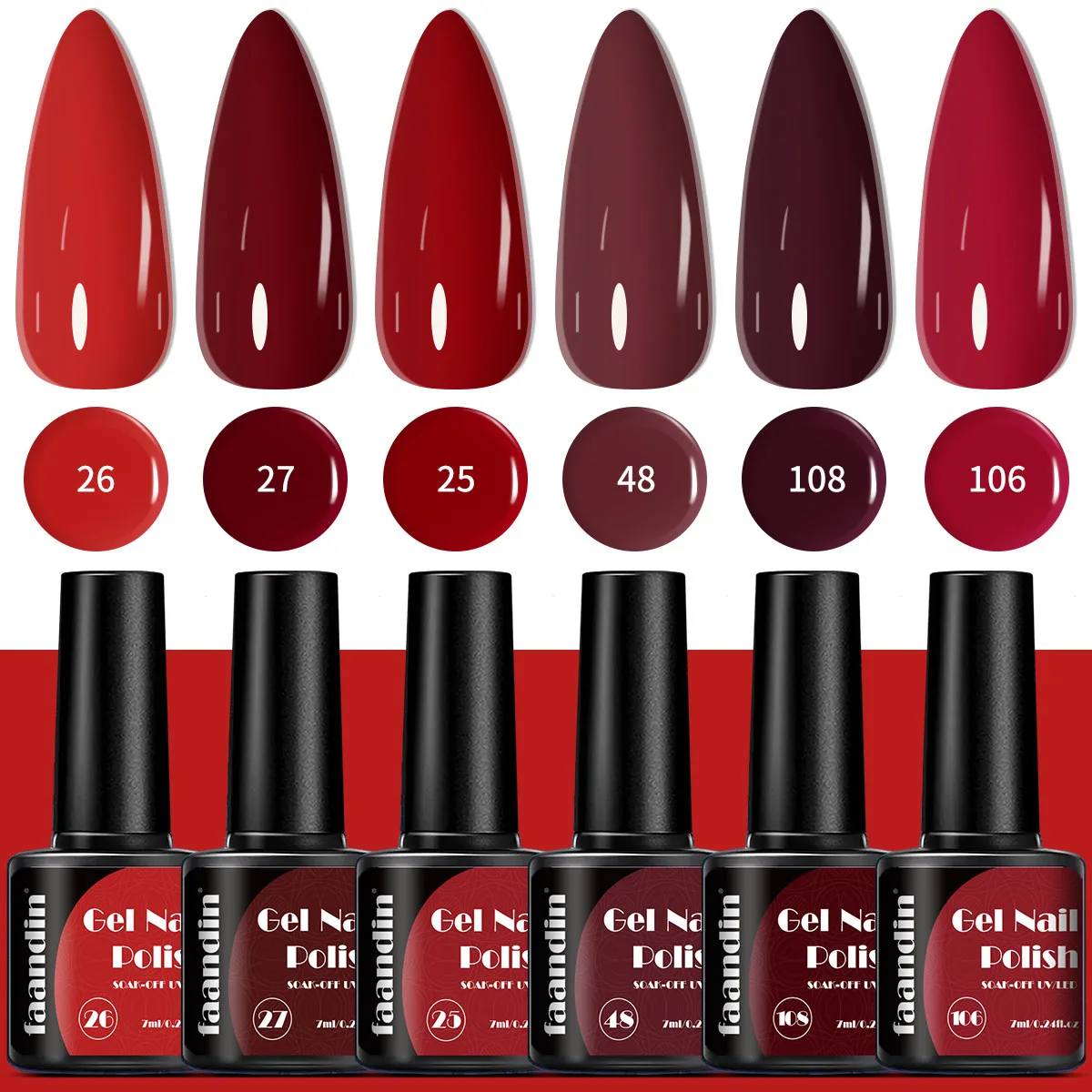 6Pcs/Set Faandin 0.24oz*6 Bottles Gift Box Set, Solid Color Pearlescent Gel Nail Polish Set, Rich Colors, Selected in Purple, Red, Nude Tones, Dazzling Nail Polish Set, High-Quality Nail Polish, Long-Lasting, Wear-Resistant, Not Easy to Fade, Easy-To-Remove Nail Polish, Gift for Mom, Gift for Girlfriend, Perfect Gift, Wholesale Nail Polish for Nail Salons