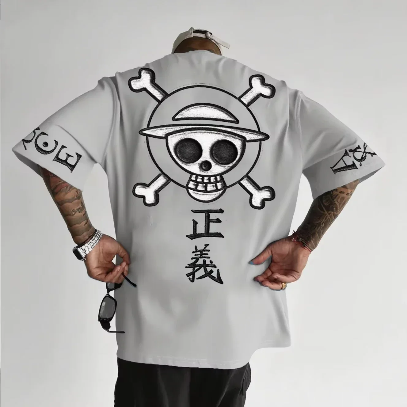 ONE PIECE Anime-Druck-T-Shirt für Herren, 2025, Sommer, neuer japanischer Straßentrend, vielseitig, Übergröße, Eltern-Kind-Kurzarm-Top