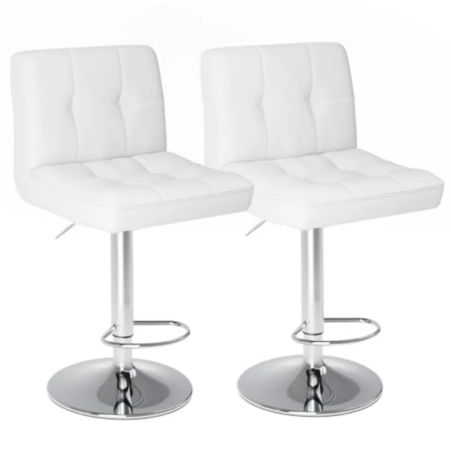 

Bar Stools Set of 2 Armless PU Leather Adjustable Swivel Barstools Hydraulic Kitchen Counter Height Thickened Seat Cushion Squa