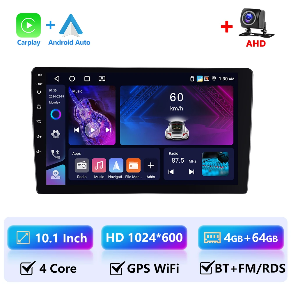Leekooluu 4 + 64G Autoradio 2din Android Multimedia Speler 7 9 10 Inch Stereo Gps Navigatie Wifi Draadloze Carplay Android Auto