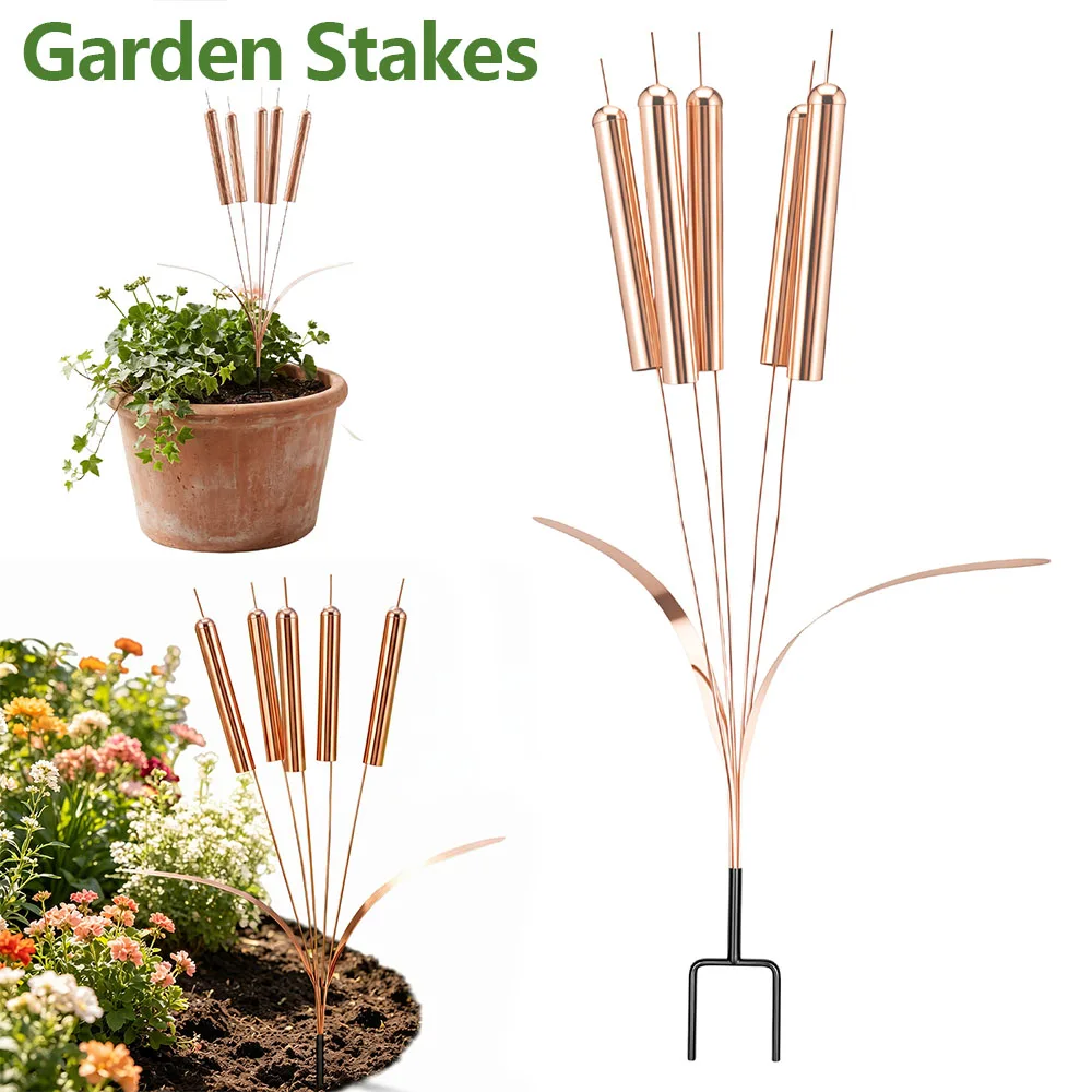 Cattail Wind Chime Stake Metal Decorative Garden Stakes Waterproof Anti Rust Cattail Patio Lawn Ornament Garden Decoration