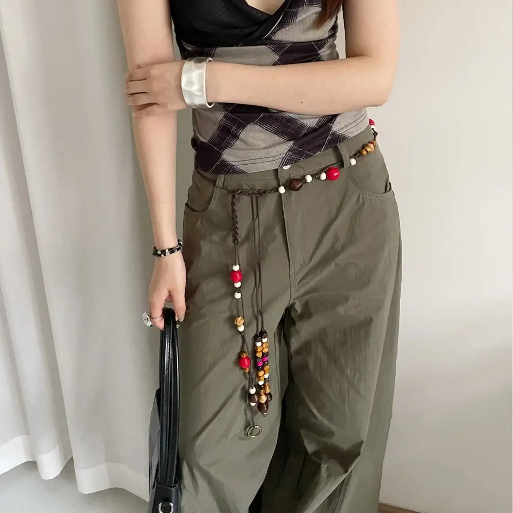 جديد خمر اللون حزام حبل نجم البحر قلادة الصدام مضفر الخصر سلسلة البوهيمي مطرز حزام الزخرفية الرجال النساء