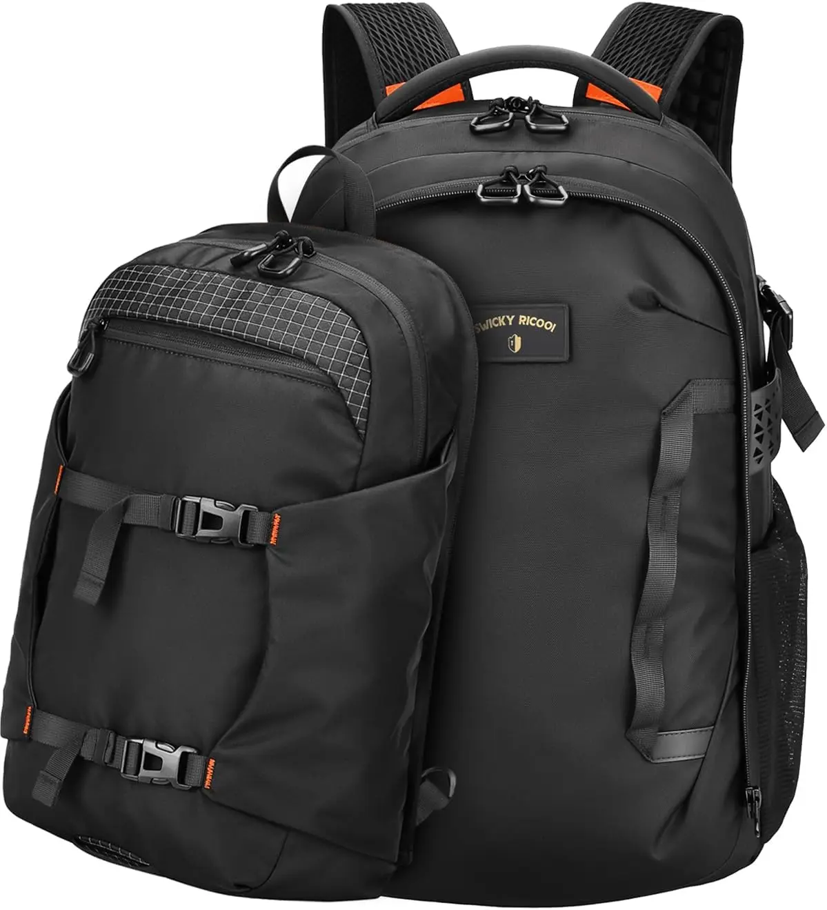 2-in-1 Detachable Carry-On Backpack Set, Flight Approved, 56L Laptop Backpack Fits 17 Inch Laptop, Water Resistant Black
