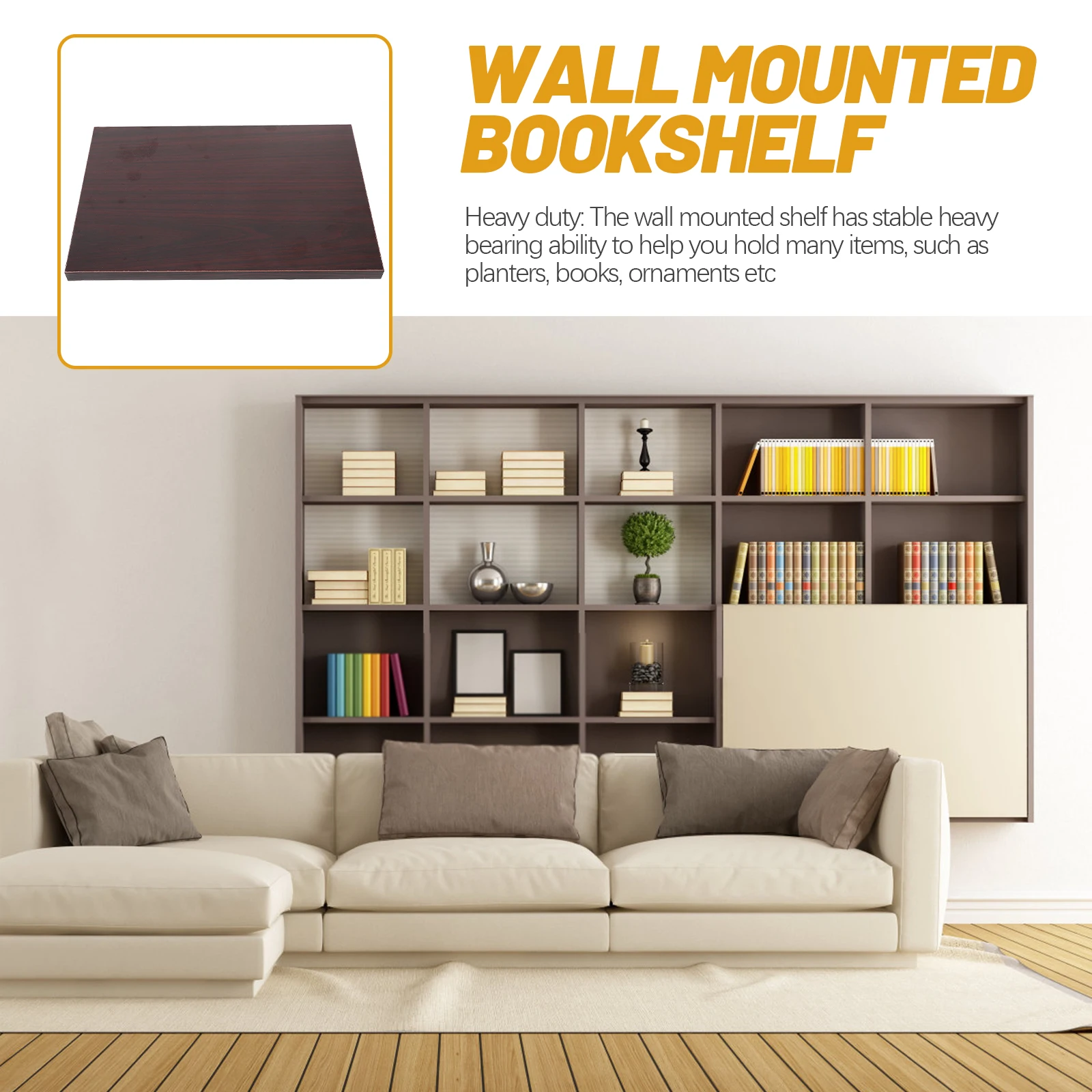 

Wall Mounted 30x20cm Wood Color Floating Cabinet Kitchen Bathroom Study Storage Storage Rack Easy Install
