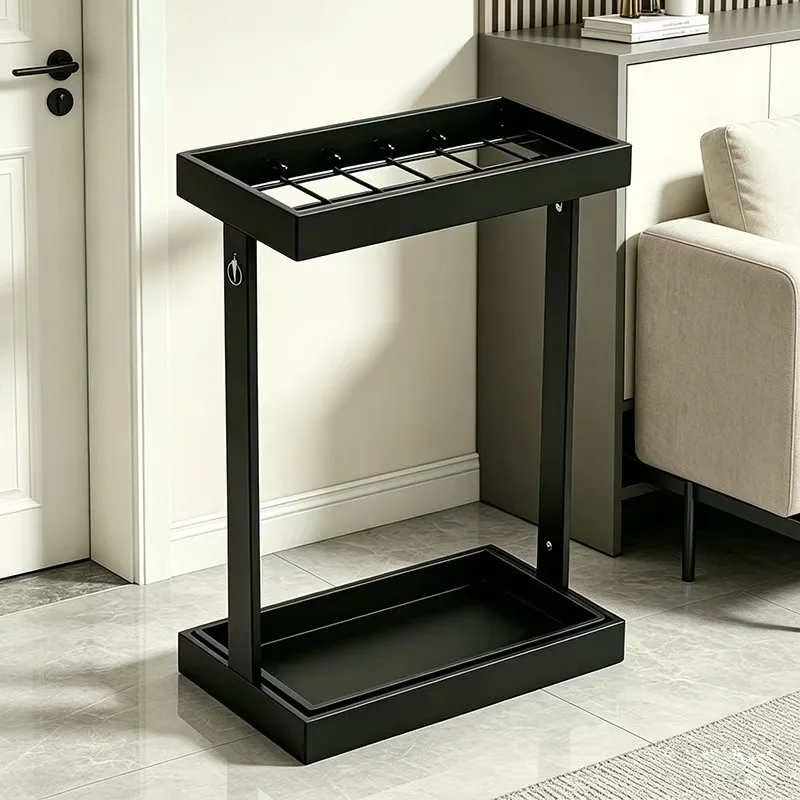 Powder-Coated Metal Umbrella Stand Or Storage Slots Black White Floor-Standing Drying Organizer Home Entryway Commercial Lobby