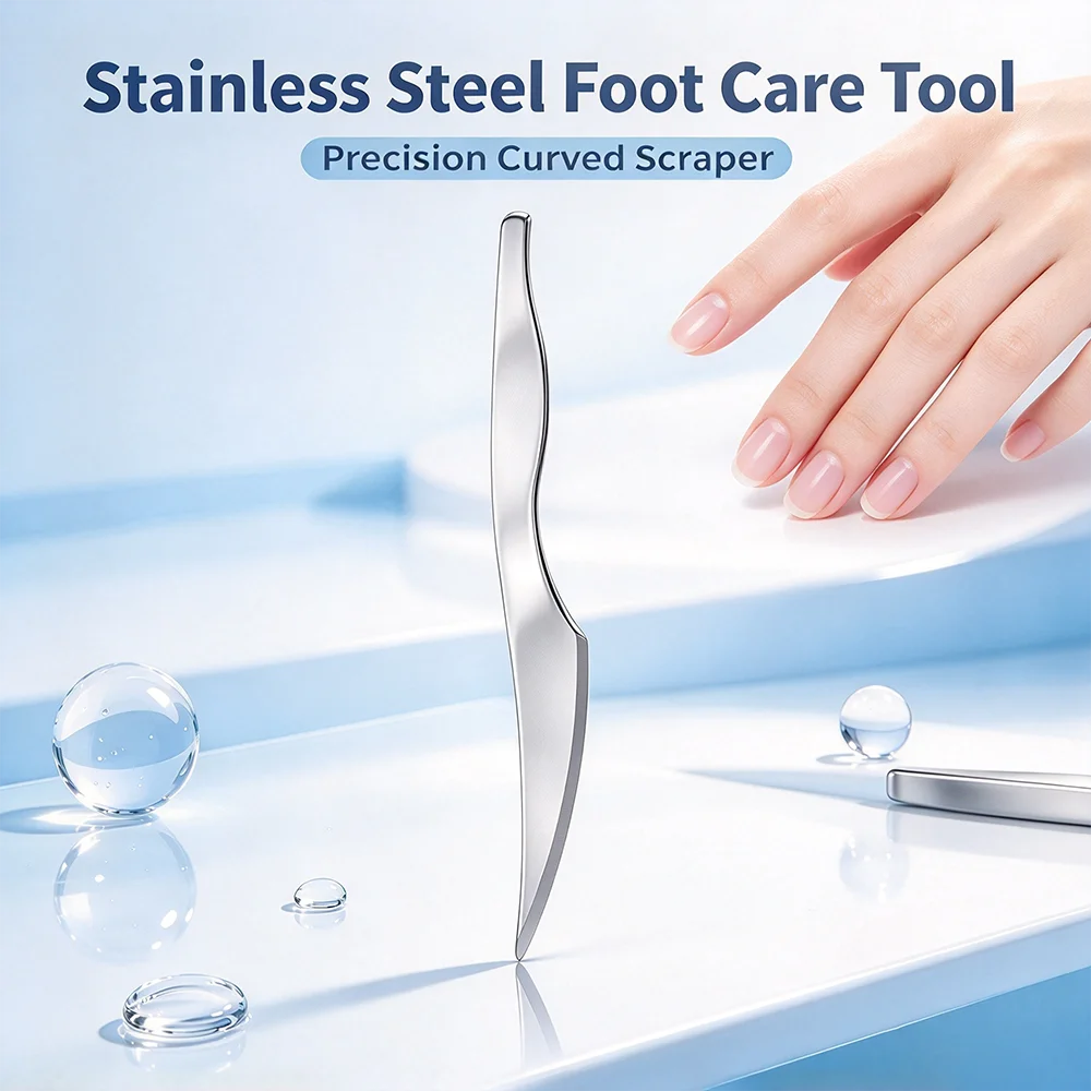 Curved Stainless Steel Foot Scraper Pedicure Tool, Practical Home Salon Foot Care Implement for Daily Personal Grooming Needs