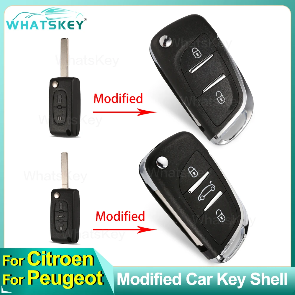 

WhatsKey Flip Car key Case For Peugeot 307 308 407 206 607 807 For Citroen C2 C3 C4 C5 C6 C8 berlingo Remote Key Shell VA2/HU83