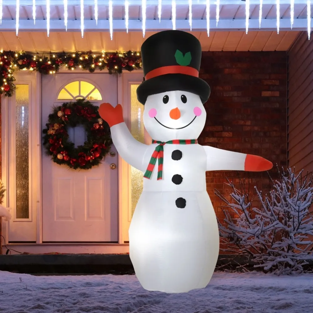 US stock free shipping 8’ Christmas Inflatables Snowmen LED Yard Decor Little Elf Santa Backpack Snowman Bros Red Hand Snowmen