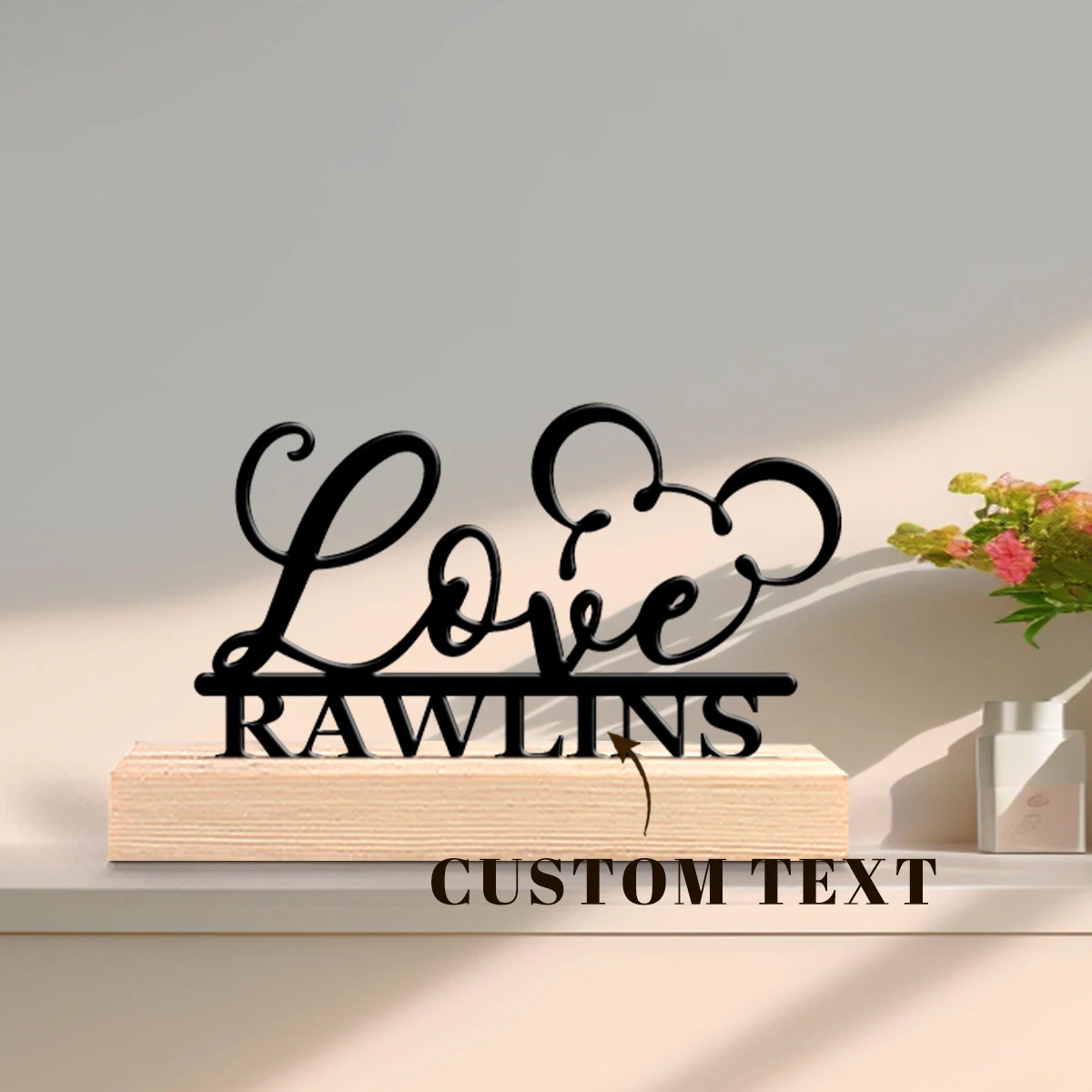 1pc Personalized Metal Artwork Customizable Name Equipped with Wooden Base Room Decorations, Bar Counter Decorations