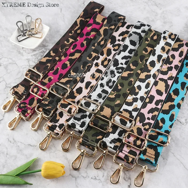 Women 3.8cm Wide Colorful Bag Strap Band Leopard Shoulder Crossbody Straps Female Nylon Adjustable Bags Belt Accessory