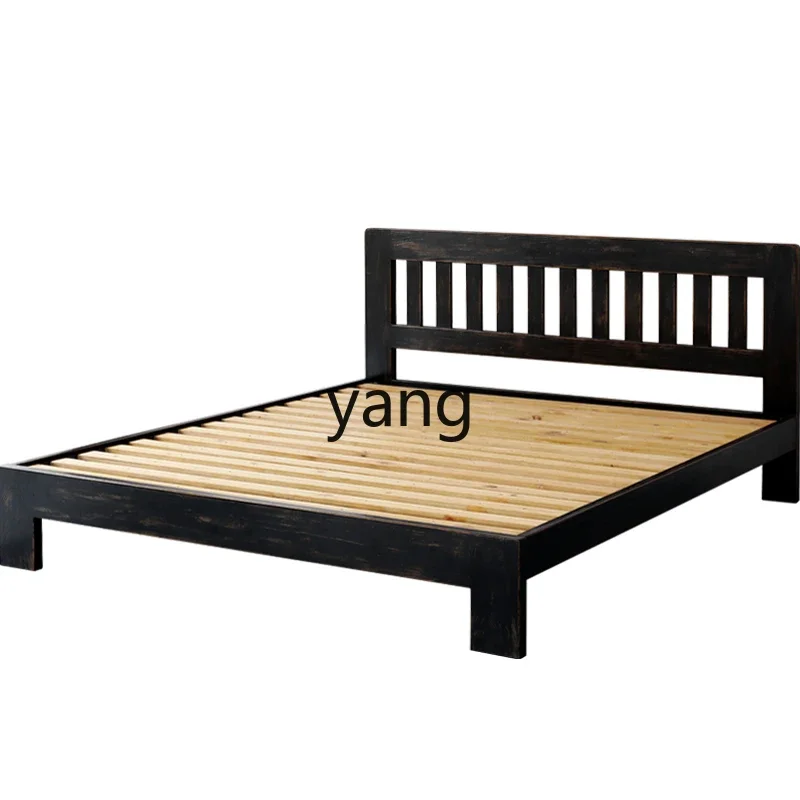 

Lh new Chinese style old all solid wood bed 1.5 meters 1.8 simple elm double wedding bed