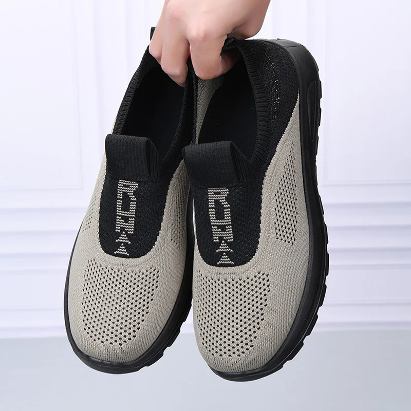 Herren Slip-On Sneaker aus gewebtem Material, atmungsaktives Mesh, rutschfest, leicht, für Outdoor-Aktivitäten und Freizeit, ideal zum Spazierengehen. – Detail 3