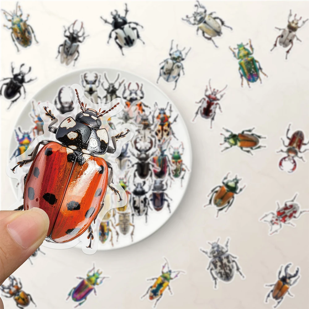 

10/30/50pcs Transparent Beetle Insect HD Stickers for Laptop Phone Case Laptop Luggage Waterproof Cartoon DIY Sticker Packs