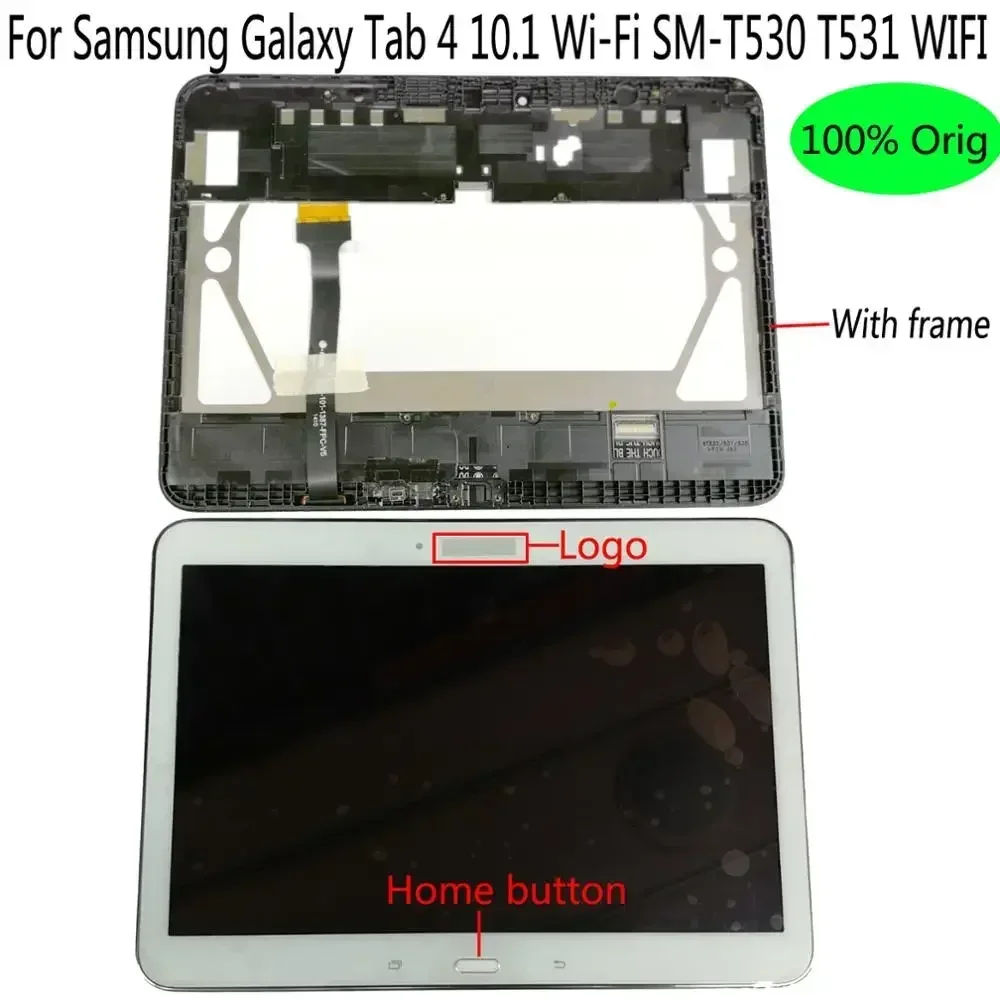 

Для Samsung Galaxy Tab 4 10,1 Wi-Fi SM-T530 T531, ЖК-дисплей, дигитайзер сенсорного экрана + рамка