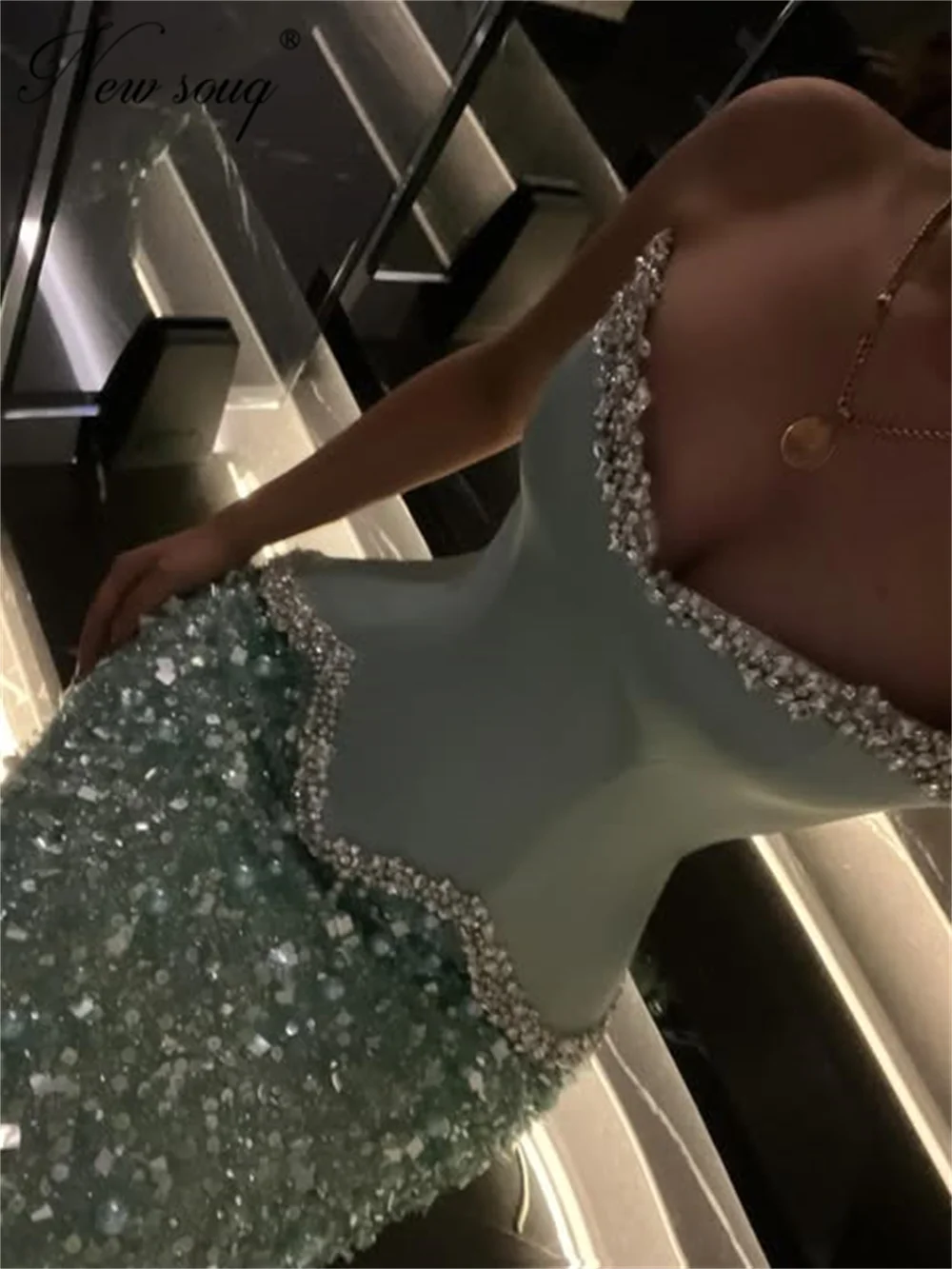 

Sage Green Strapless Evening Dresses Elegant Beading Mermaid Bridesmaid Prom Dress Vestidos De Gala Customized Dubai Party Gowns