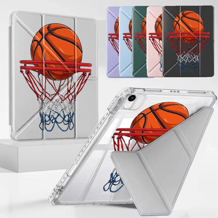 Tablet Case For iPad Pro 11th 10th 9th 8th 7th 12.9inch Mini 6 7 Air 4 5 M3 M2 M4 11inch Pro 2025 Holder Cover Y-Fold Basketball