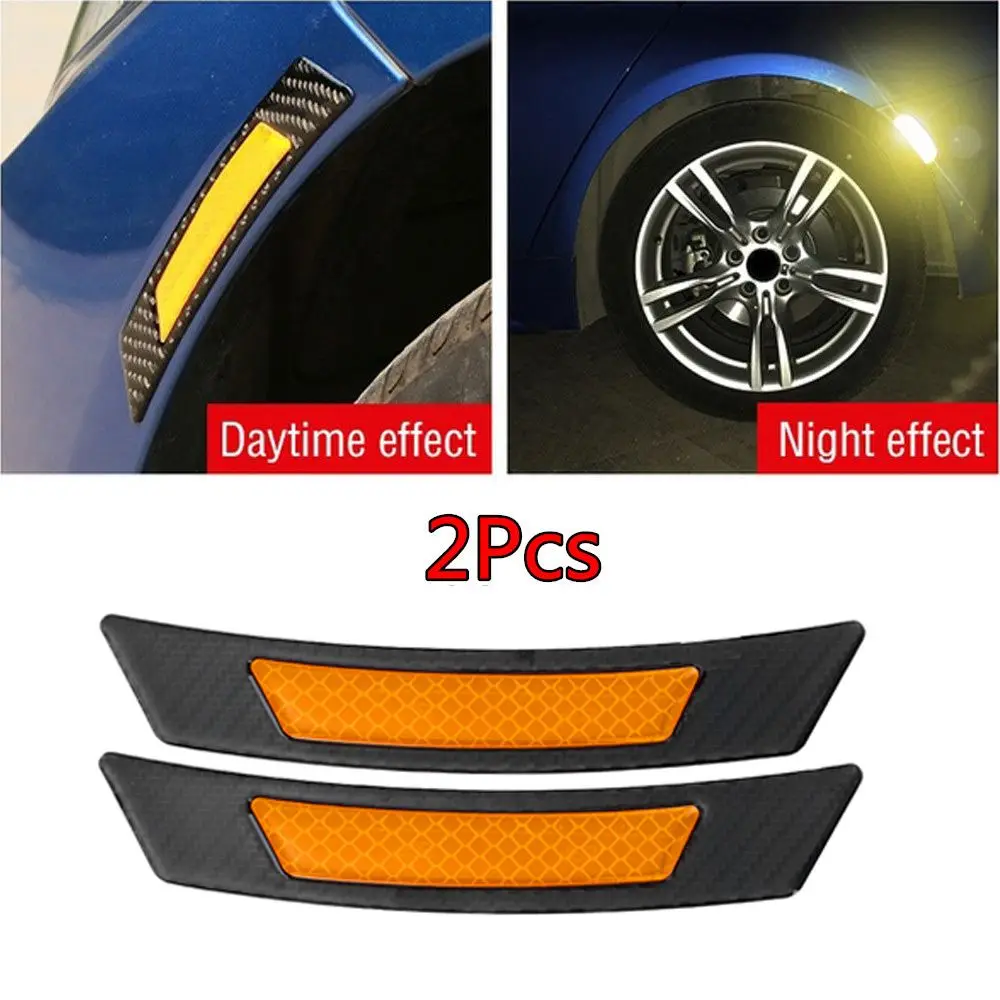 2Pcs Decoration Anti-collision  Protection Strip Edge Guard Car Reflective Sticker Carbon Fiber Wheel Eyebrow