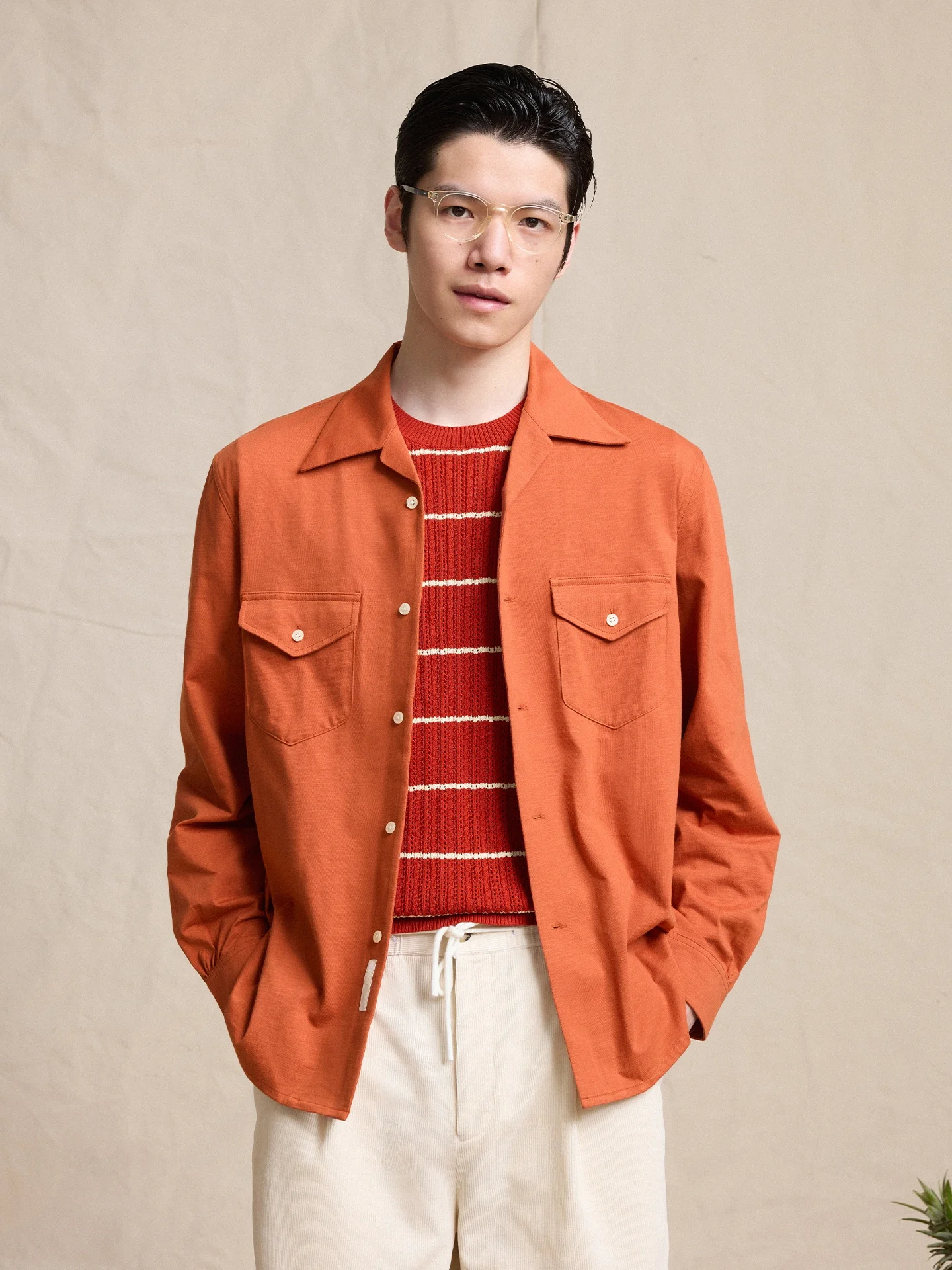 Cultum Lightweight Breathable Air Cotton Cuba Collar Long Sleeve Casual Shirt Men's Pure Color Sportswear Business Gentleman