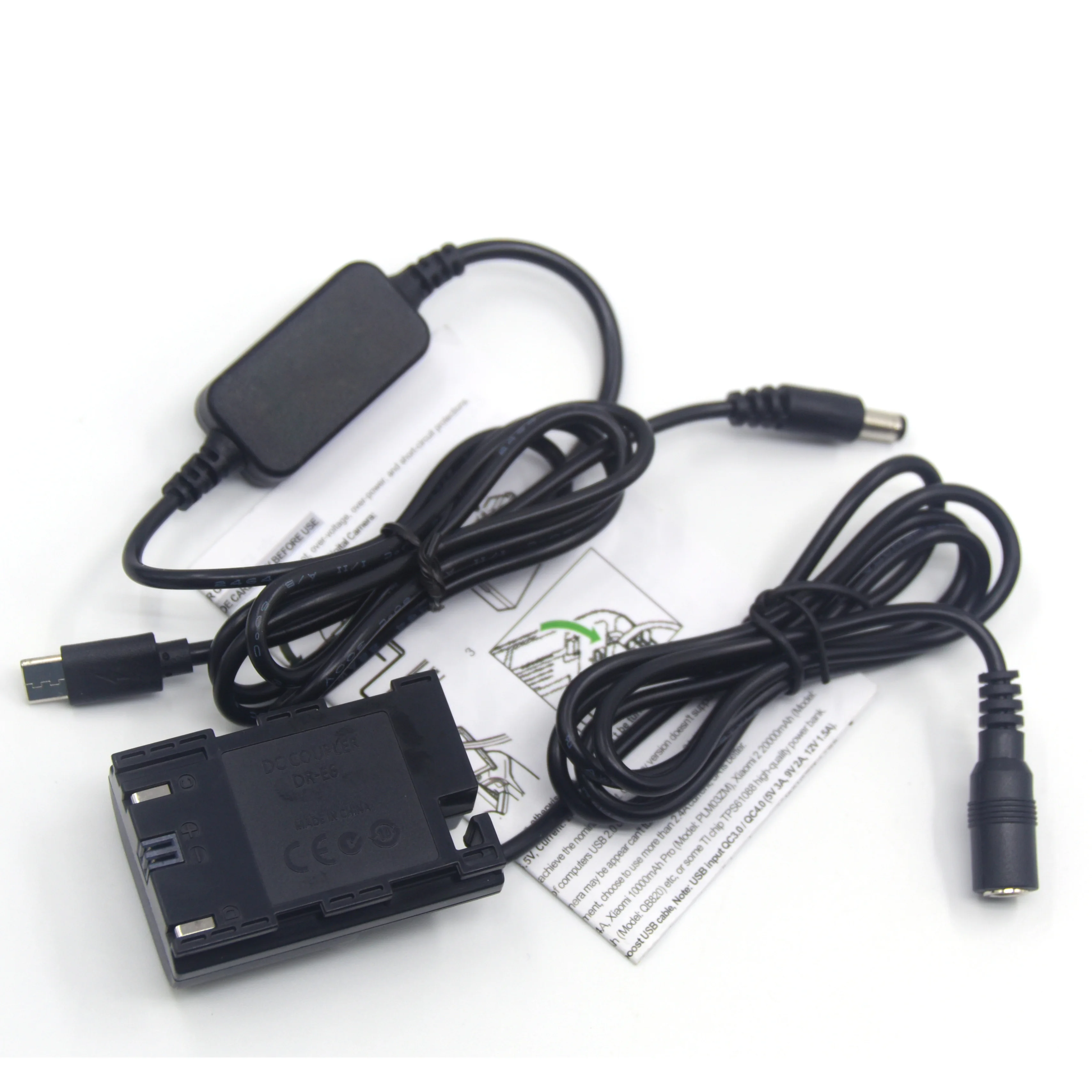 Usb Type C Dc Cable Dr-E6 Coupler Lp-E6 Dummy Battery Adapter Supply For Canon Eos 5d Mark Ii Iii Eos-5d2 5d3 6d 7d 60d Camera