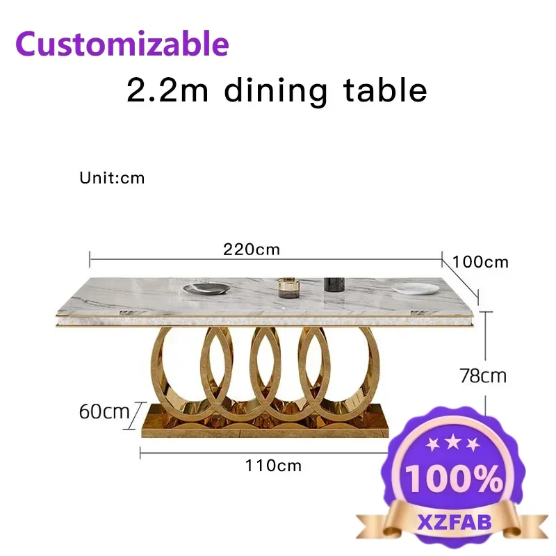 Factory Direct 2026 High QualityPost Modern Stainless Marble Top Grade Dining Table And Chairs Combination Steel Top Crown Apart