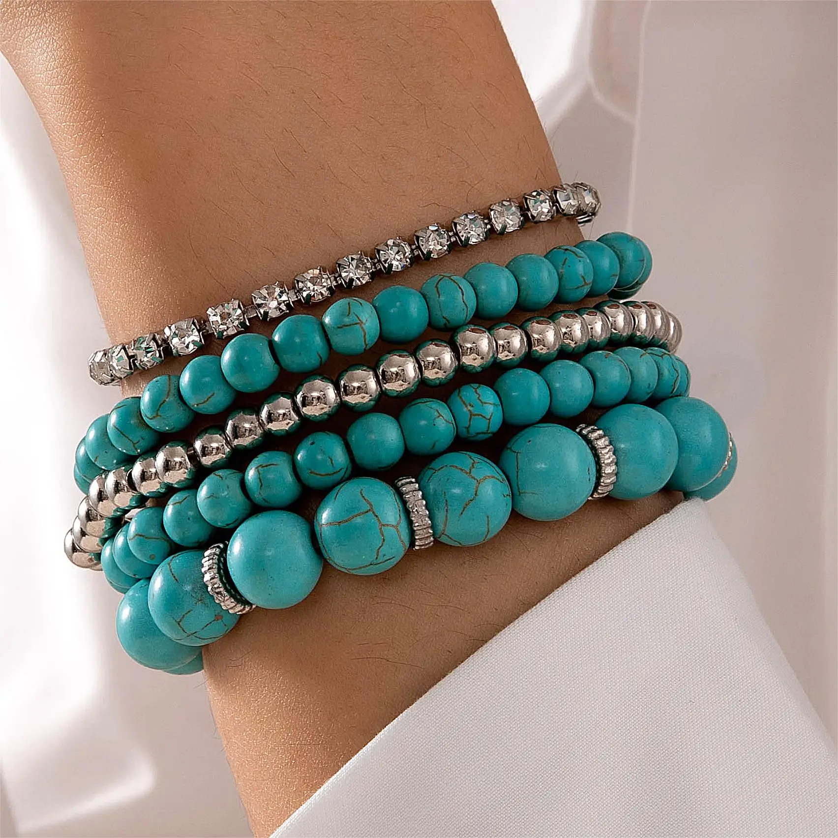 Tocona Fashiona Personality Multicolour Soft Ceramic CCB Bead Bracelet set Suitable For Women Dance Parties Jewelry Accessorie