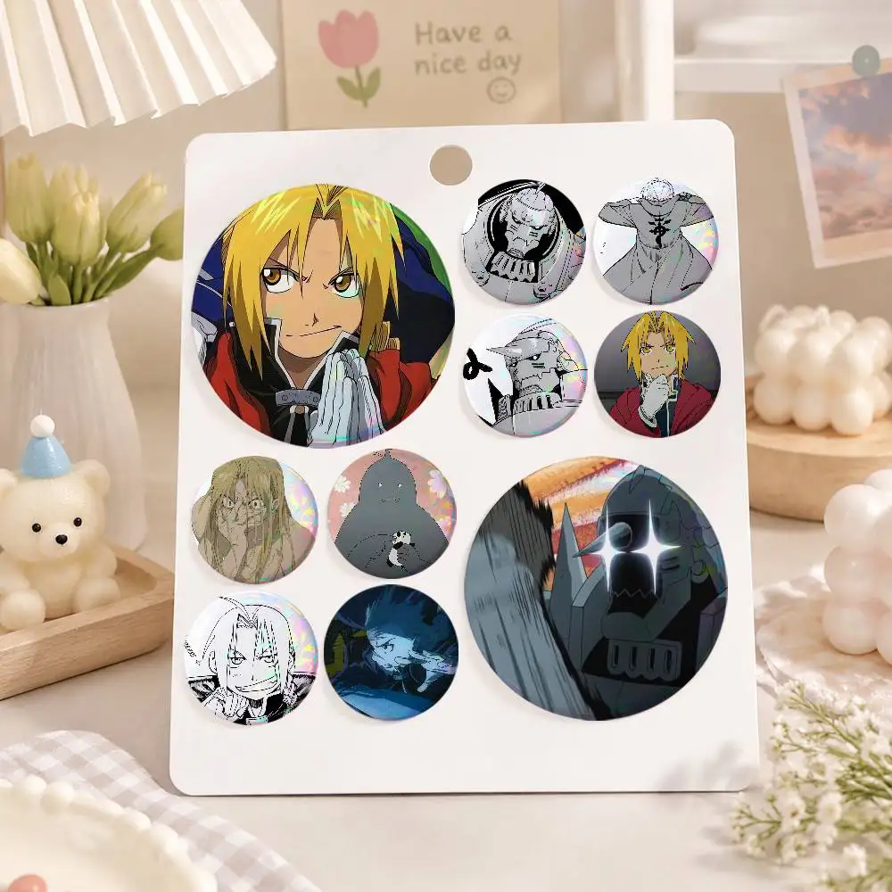 A-Alphonse Elric Cartoon Round Brooches On Backpack Jacket Acrylic Button Pins Collection Gifts