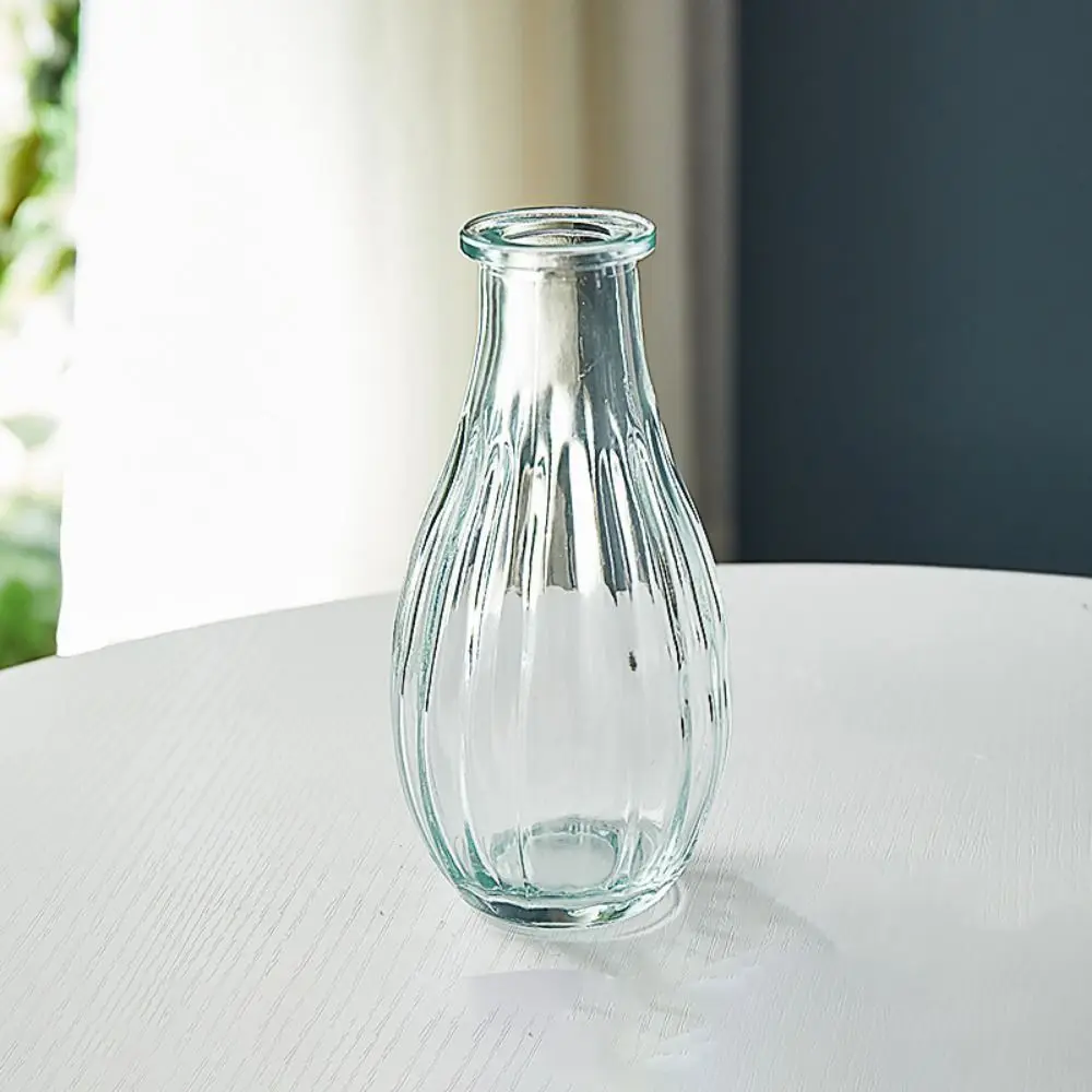 Simple Vintage Embossed Vase Embossed Printing Glass Creaft Transparent Hydroponics Vase DIY Mini Glass Vase Wedding Party