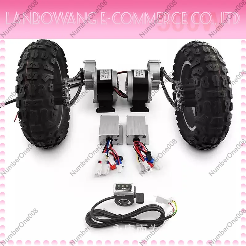 2 * 250W 10 Inch Dual Drive Pneumatic Wheel Reverse Electric Conversion Kit For Easy Carrying Of 200kg Handcart Flatbed