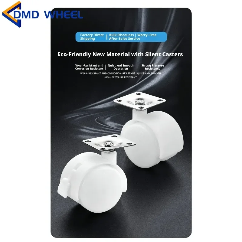 8Pcs 1''/1.5''/2'' Flat Furniture Casters Bedside Tables Electrical Appliances Silent Wheels Shelves Universal Plastic Non-slip