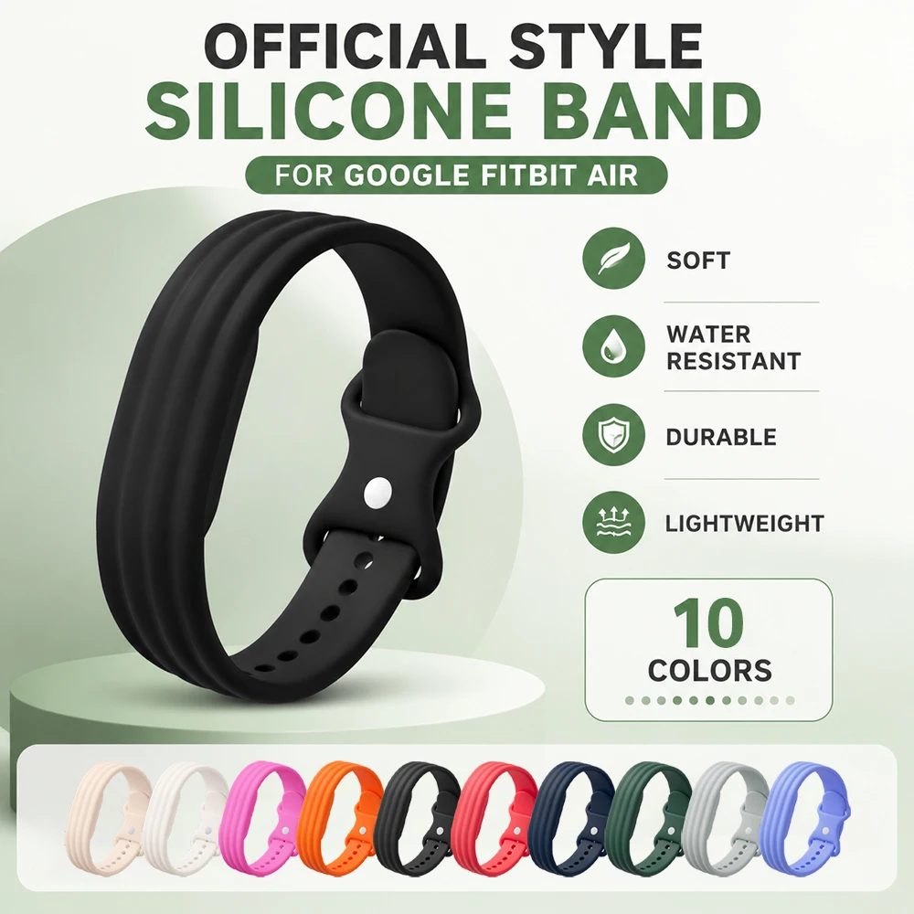 Offizielles Silikon-Sportarmband im gleichen Stil für Google Fitbit Air, wasserdichtes Ersatzarmband, weiches Fitness-Armband