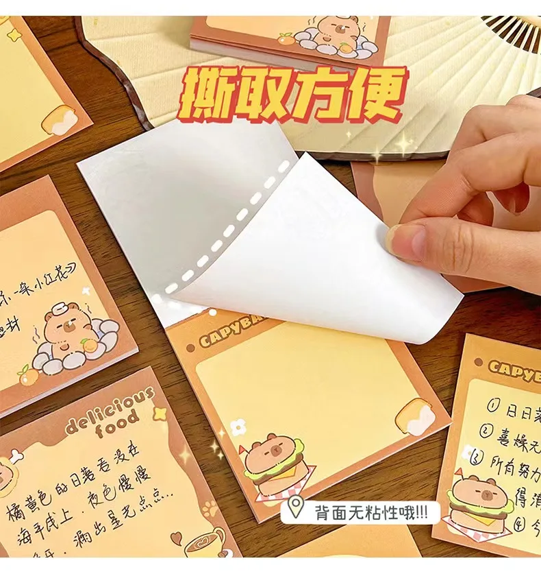 50 Sheets/Set Cute Cartoon Capybara Memo Pad Stickers Decal Sticky Notes Scrapbooking Diy Kawaii Notepad Diary  birthday gift